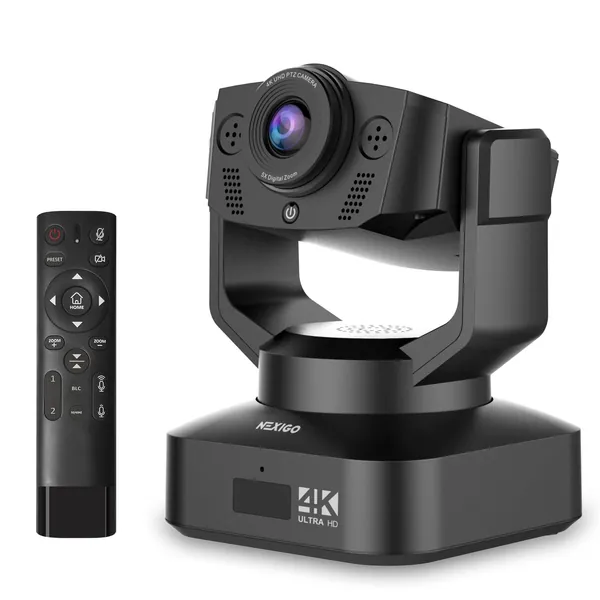 NexiGo Zoom Certified, N990 (Gen 2) 4K PTZ Webcam, Video Conference Camera System with 5X Digital Zoom, Sony_Starvis Sensor, Position Preset, Dual Stereo Mics, 2x3.5mm Audio Jacks for External Mics