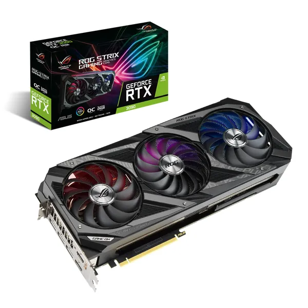 Asus ROG Strix GeForce RTX 3090 Overclock Edition 24 GB GDDR6X, scheda video gaming & prosumer, LED RGB Aura Sync e dissipatore triventola per gaming 8K e altissimi refresh rate