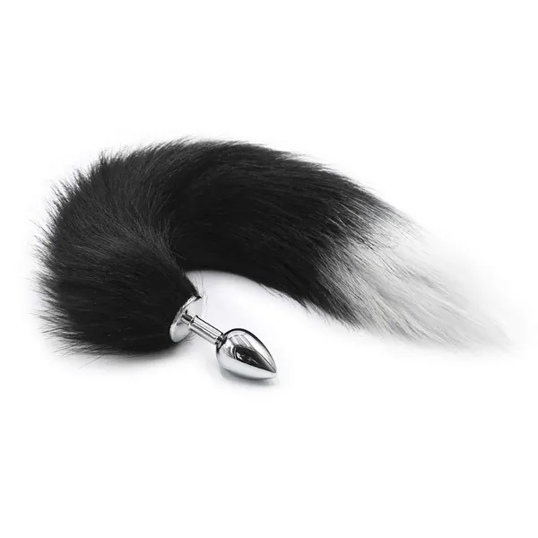 BONDAGERIE® Coda Fox Tail Nera con punta bianca L