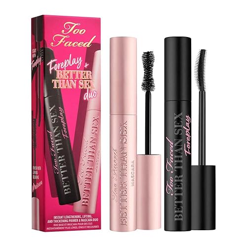 Too Faced Better Than Sex Volumizing Mascara | Volume, Length + Peptides - Black Mascara + Primer Duo - 0.27 Fl Oz (Pack of 2)
