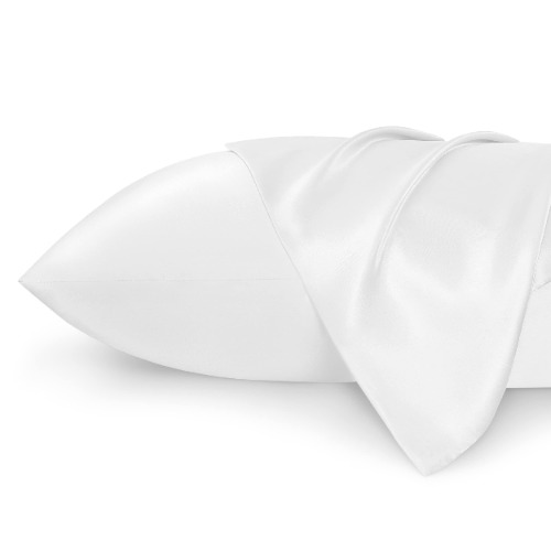 Bedsure King Size Satin Pillowcase Set of 2 - White Silk Pillow Cases for Hair and Skin 20x40 inches, Satin Pillow Covers 2 Pack with Envelope Closure, Valentines Day Gifts for Women Men - Pure White King (20" x 40")