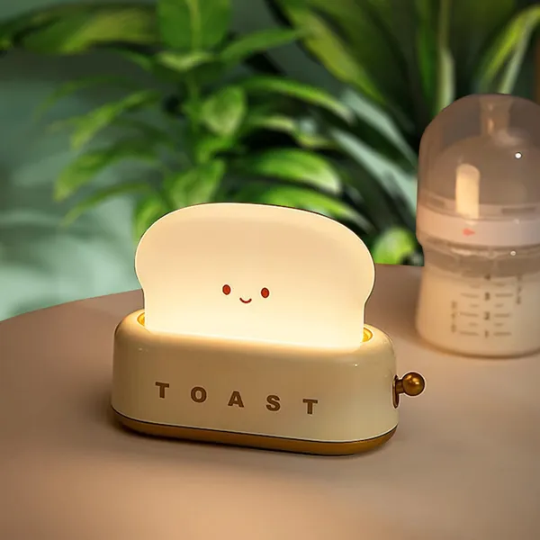 Toast Night Light | Cute Retro Bread Table Lamp | Nursery Night Light | Vintage Desk Lamp | Kawaii Bedroom Decor