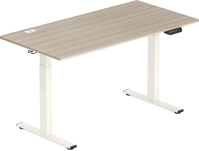 SHW 55-Inch Large Electric Height Adjustable Standing Desk, 140 x 71 cm, Maple - Maple