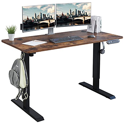 Radlove Electric Standing Desk 48 x 24 Inches, Height Adjustable Computer Desk Sit Stand Desk Home Office Desks with Splice Board and A Under Desk Cable Management Tray, Rustic Brown Top/Black Frame - Rustic Brown - 48x24''