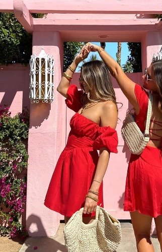Love Lost Off The Shoulder Red Mini Dress | US 4