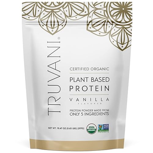 Truvani Plant Based Protein Powder - Chocolate USDA Certified Organic Protein Powder - Vegan, Non-GMO, Dairy, Soy & Gluten Free (1pk, 20 Servings) - Vanilla 10 Servings (Pack of 1)