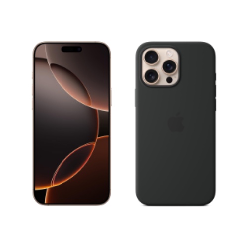 Apple iPhone 16 Pro Max (512 GB) - Desert titanium + Siliconenhoesje met MagSafe - Zwart - 512 GB - Desert titanium