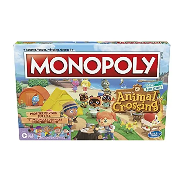 Hasbro Gaming Monopoly édition Animal Crossing New Horizons, Plateau de Jeu pour Enfants, à partir de 8 Ans, Jeu Amusant pour 2 à 4 Joueurs, Multicolore, L