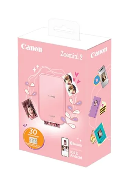 Canon Zoemini 2 Kit d'impression avec Imprimante Portable : Prenez des Photos et Libérez Votre Créativité - Mini Imprimante Photo Portable - Bluetooth 5.0 - Charge Rapide USB-C - Rose Gold