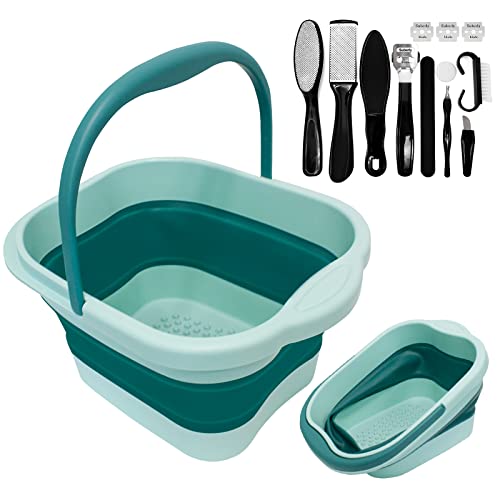 Collapsible Foot Soak Tub with Handle – 10 in 1 Professional Pedicure Tools Set