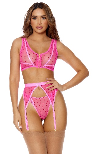 Heart To Catch Lingerie Set - Large / Pink