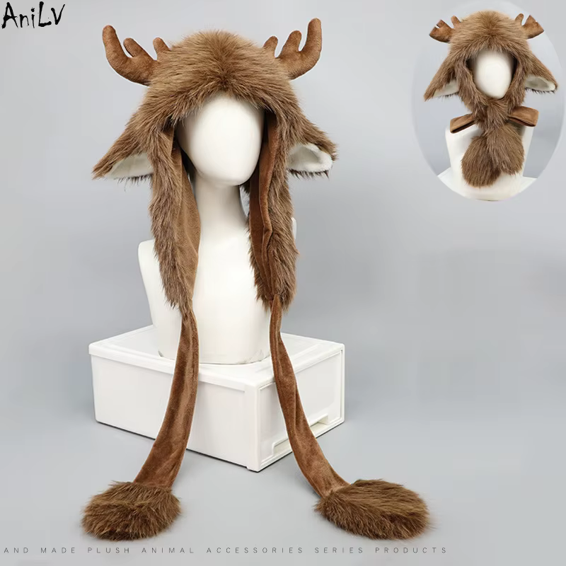 Fluffy Reindeer Hat