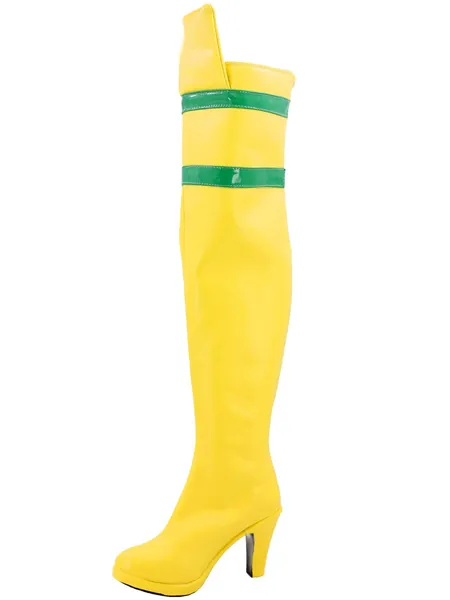 GOTEDDY Women's Rogue Cosplay Shoes Thigh High Yellow Boots Costume Accessories - 7.5 B(M) US Female