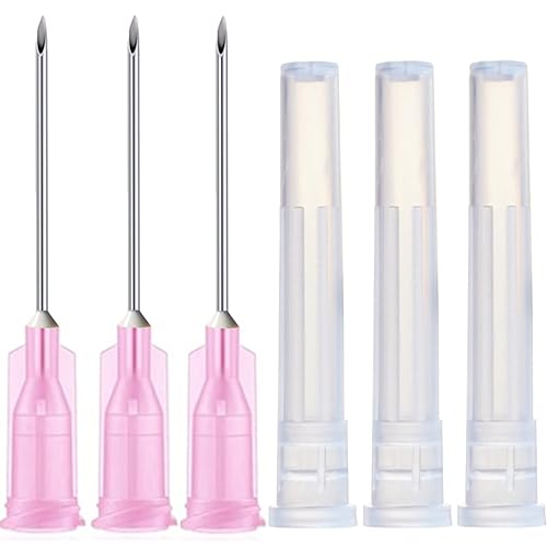 100 Pack 18Ga 1 Inch Sterile Disposable Injection Needle with Cap for Scientific and Industrial Dispensing Needl Accessories - 18Ga