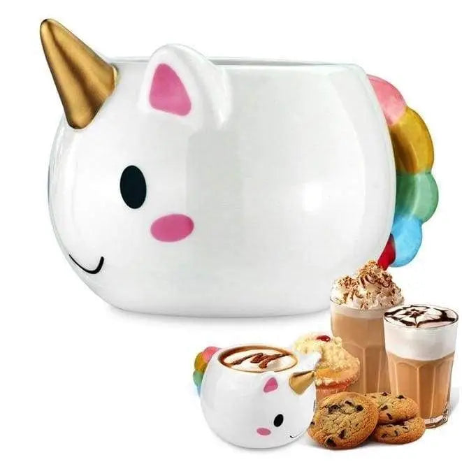 Luxury Ceramic Rainbow Unicorn Mug with Golden Horn