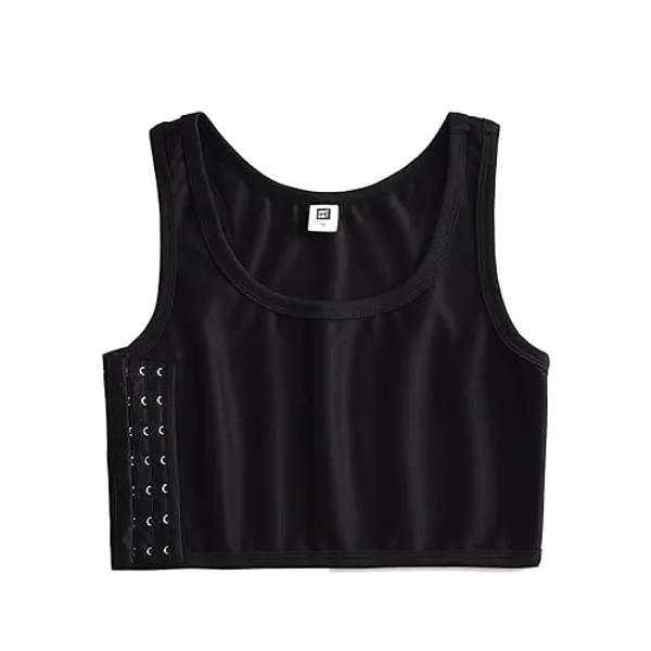 Chest Binder Tank Top Breathable Comfortable and Soft Slim Fit Trans Vest Tops Tomboy Lesbian - Large - Black