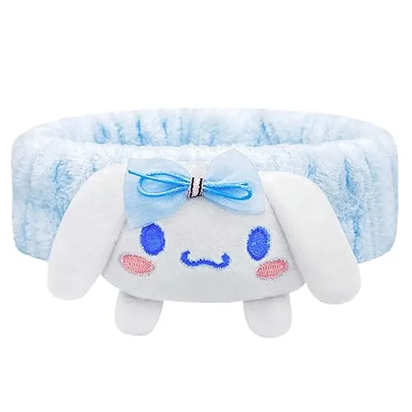 Kawaii Spa Headband for Washing Face, Cute Blue Headband for Make Up, Washing, Party, Soft Headband for Woman Girls - Blue