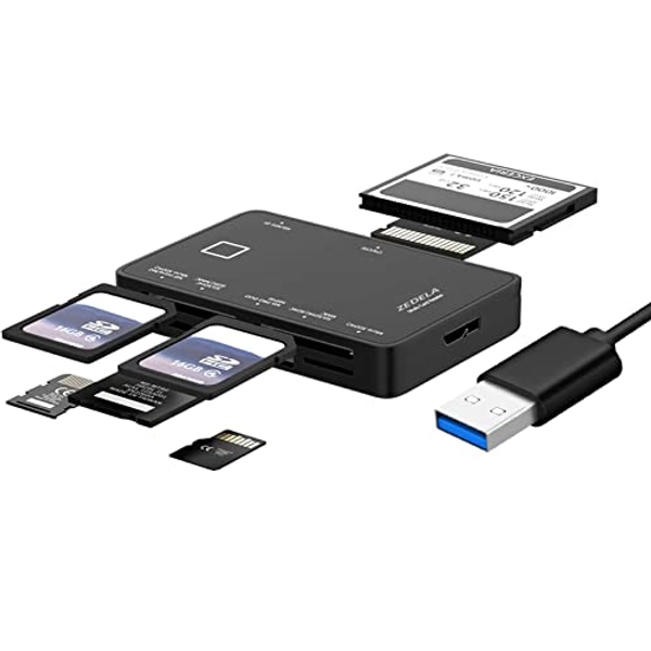 SD Card Reader, Zedela USB 3.0 Card Reader for Micro SD/SDXC/CF/SD/SDHC/MS/XD/T-Flash/MMC Camera Memory Card,7 in 1 Adapter USB Card Reader/Writer(5Gbps) for Mac OS,Windows,Linux,Chrome