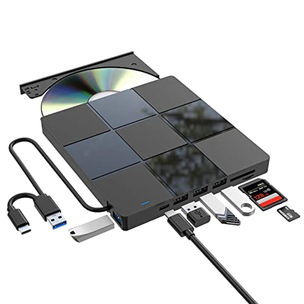FOESUNIT External DVD Drive, USB 3.0 CD DVD +/- RW Burner - Plug and Play - Optical DVD CD ROM Drive for Laptop PC Computer, USB CD DVD Adapter Compatible with Windows 11/10 Mac OS