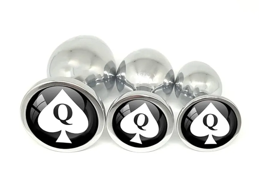 Plug Emporium Queen of Spades Logo BBC Black Metal Butt Plug Adult Toy Choose Your Size or Set of 3 - Small