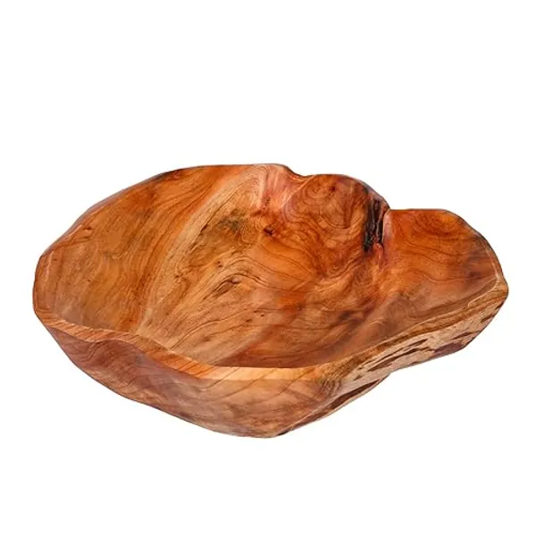 BIGPIPI Wooden Bowl for Decor, Natural Shape Solid Wood Carved Fruit Bowl, Decorative Wooden Bowl for Table Centerpiece Office Home Decor, Multipurpose Candy Keys Serving Bowls (Large 12"-14") - Large 12"-14"