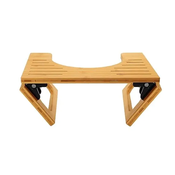 AmazerBath 7 Inches Bamboo Toilet Stool Squat for Adults, Collapsible Poop Stool for Bathroom, Potty Step Stool with Non-Slip Strip, Improve Bathroom Posture and Comfort, Natural Color - Natural Color - 7 Inch (Pack of 1)