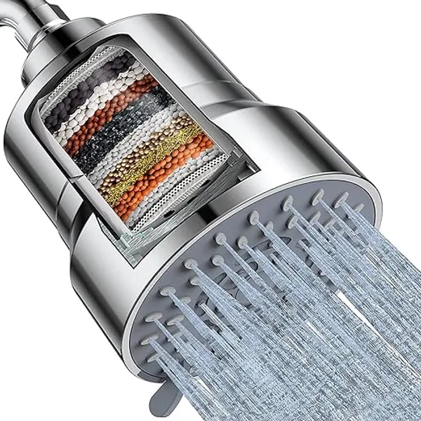 Filtered Shower Head, 3 Modes High Pressure Shower Head with 15 Stage Hard Water Filter Cartridge for Remove Chlorine and Harmful Substances - Modern - 1.0