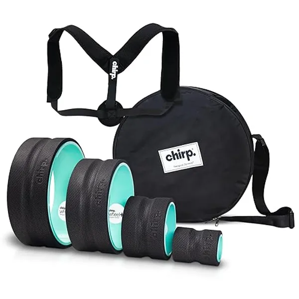 Ultimate Back + Neck Bundle, 4-Pack Chirp Wheel, Carrying Case, and Upper Back Posture Corrector, Includes Focus, Deep Tissue, Firm, and Gentle Wheel Roller, Holds Up to 500 lbs. - Mint - Ultimate Back + Neck Pain Bundle