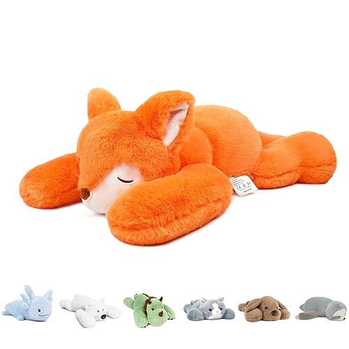 Niuniu Daddy 20" | 3.3 Pound Fox Weighted Stuffed Animals, Giant Fox Sensory Body Pillow Plush Toy, Heavy Weighted Lap Animals with Adults Kids & Soft Squishy Fur for Birthday - Fox - Medium
