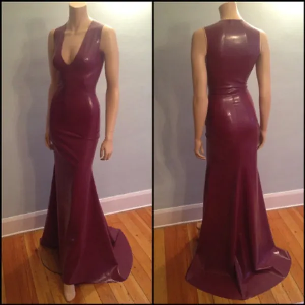Floor Length V-neck Latex Gown - Etsy UK