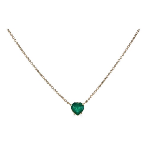 Emerald Heart Necklace - 14K Yellow Gold