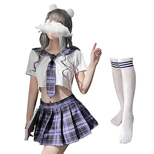 SINMIUANIME Schulmädchen-Outfits, japanischer Karierter Faltenrock, JK-Uniform, Cosplay, Dessous