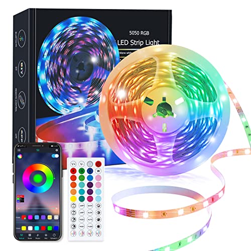 LED Lights Strip for Bedroom 50ft,LED Lights,LED Stirp Lights,RGB Lights,Lumiere LED,Rope Lights,Room Lights for Bedroom with Dual Control,Room Decor - 50FT