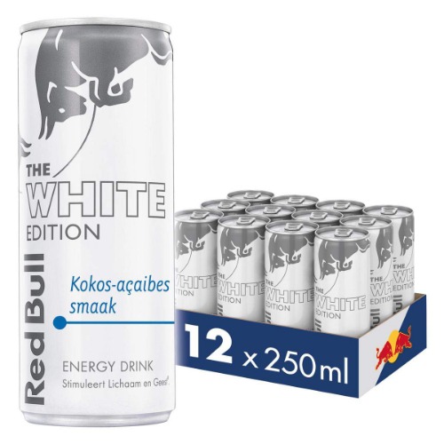 Red Bull Energy Drink White Edition, Kokos-Açaibes, 12-pack - 12 x 250ml I Exotische Kokosnoot en Fruitige Açaibessmaak I Stimuleert Lichaam en Geest