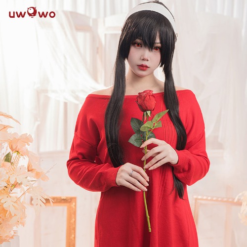 【In Stock】Uwowo Plus Size Anime Spy x Family: Yor Forger Sweater Yor Forger Dress Christmas Cosplay Costume Casual Red Sweater - 【In Stock】L