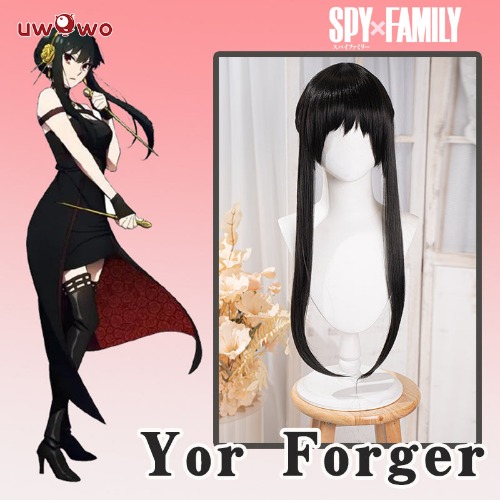 Uwowo Anime Spy x Family: Yor Forger Thorn Princess Wig Assassin Cosplay 68cm Long Black Wig