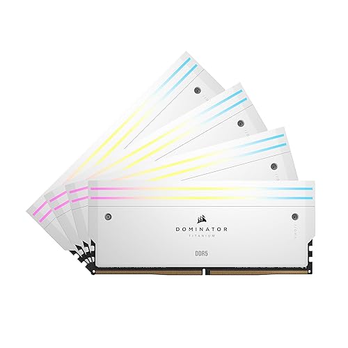 CORSAIR Dominator Titanium RGB DDR5 RAM 64GB (4x16GB) DDR5 6000MHz CL36 Intel XMP iCUE Compatible Computer Memory - White (CMP64GX5M4B6000C36W) - 64GB (4x16GB) - White