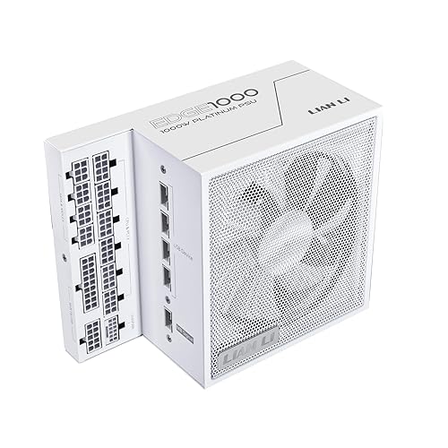 Lian Li Edge Series-1000W Full Modular Power Supply-80 Plus Platinum-ATX 3.0, 3.1-PCIE 5.1-L-Shape Design for Dual Chamber Case-120mm FDB Fan-Supports up to 4X USB Devices-White (EG1000WE.US) - 1000W Platinum ATX White