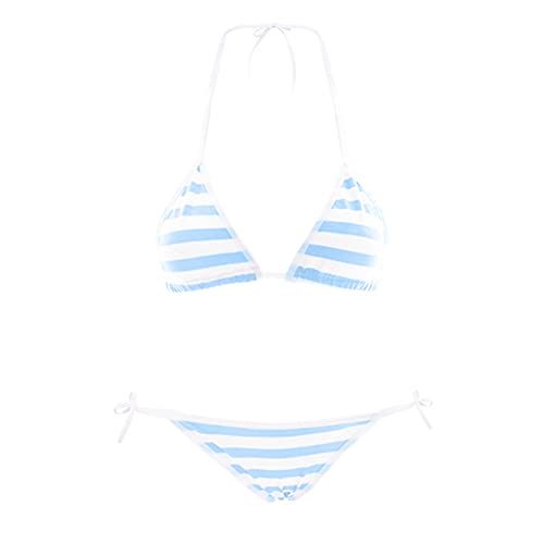 ABAFIP Womens Micro Tanning Bikini Kawaiii Japanese Cute Anime Lingerie set Tiny Bra Thong Panty Bottom Extreme Swimsuit - One Size - Triangle Blue