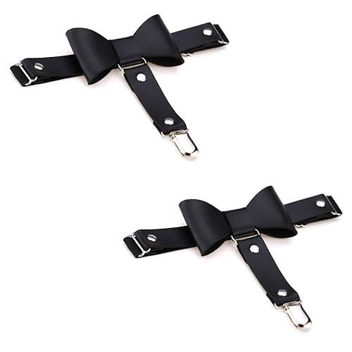 Jurxy 2PCS Butterfly Knot Garters Leg Ring Leg Elastic Punk Harness Garter Belt Adjustable Suspender with 1 Metal Clips – Black