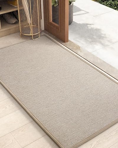 Color&Geometry Door Mat 26"x47", Front Door Mat Indoor Rugs for Entryway, Non Slip Washable Low-Profile Inside Door Mat, Entry Mat Entry Rug Door Mat Indoor Entrance, Khaki (Rolled-up NO Creases) - Khaki - 26"x47"