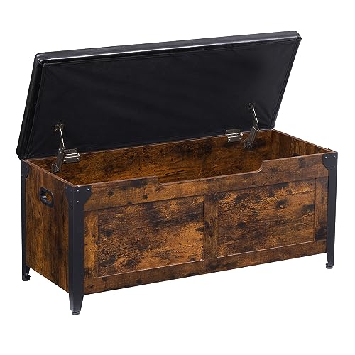 GAOMON Storage Chest, Storage Trunk with Safety Hinges, Wooden Storage Bench with Metal Frame, Shoe Bench, Large Storage Organizer, Modern Style Storage Chest for Bedroom, Entryway, Living Room - 39.4 inches