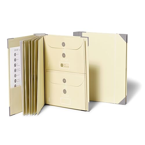 Savor | The Folio Document Organizer | Custom Dyed Cloth Bound Expanding File Folder for Important Papers, Emergency Binder, Birth Certificates, Social Security Cards, Passports, Photos, and Letters - Slate
