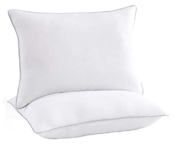 Casa Platino Pillows Queen Size Set of 2, Side Sleeper Pillows for Adults, Luxury Pillows for Bed, Soft and Supportive Queen Pillows Set of 2, Neck Support Pillows for Sleeping, Cozy Queen Pillows - Queen (Pack of 2) - White