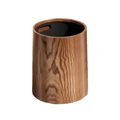 ＫＬＫＣＭＳ Wood Grain Trash Can Garbage Bin Large Capacity Fashion Waste Basket Toilet Paper Basket for Bedroom Bathroom Laundry Kitchen, 8L - 8L