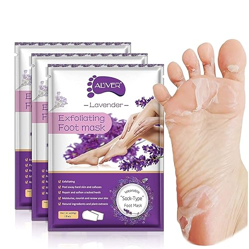 ALIVER Foot Peel Mask 3 Pack, Exfoliator Peel Off Calluses Dead Skin Callus Remover, Baby Soft Smooth Touch Feet-Men Women (Lavender) - Lavender