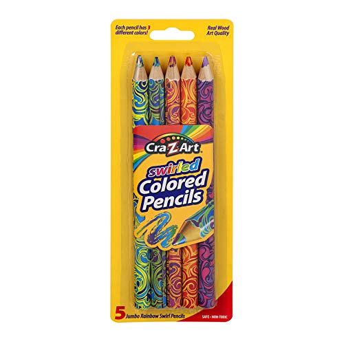 LAROSE INDUSTRIES LLC CZ10419 Crazyart Colored Pencils Jumbo Rainbow Swirl 5Ct, 5 Count (Pack of 1)