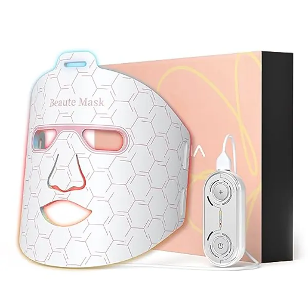 IBORRIA Led Face Mask Light Therapy, Near infrared Red Light Therapy for Face, Flexible Silicone Light Therapy Mask, Red Light Therapy Mask for at Home Face Masks Skincare (Sleek White)
