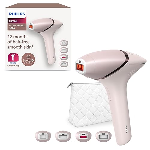 Philips Lumea IPL Haarentfernungsgerät 9000 Series – Haarentfernungsgerät mit SenseIQ Technologie, 4 Aufsätze für Körper, Gesicht, Bikinizone und Achselhöhlen, kabellos (Modell BRI957/00) - BRI957/00
