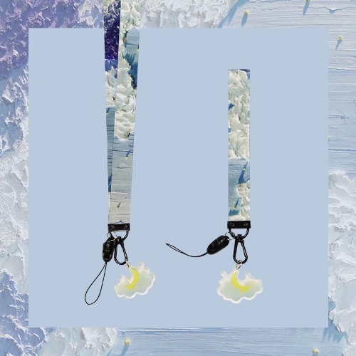 Sky Lanyard Keychains with Cloud Charm - Blue